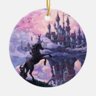 Ornement Rond En Céramique Le château de Unicorn