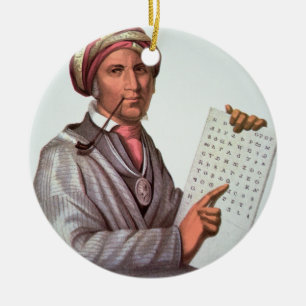 Ornement Rond En Céramique Le chercheur cherokee, Sequoyah (1776-1843)
