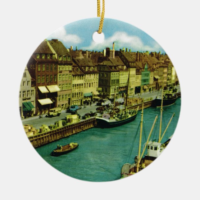 Ornement Rond En Céramique Le Danemark vintage, bord de mer de Copenhague (Devant)