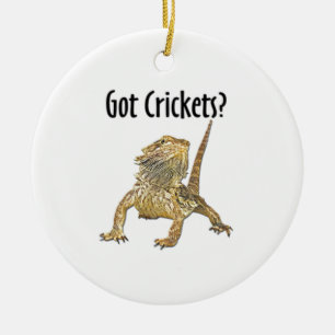 Ornement Rond En Céramique Le dragon barbu a obtenu des crickets