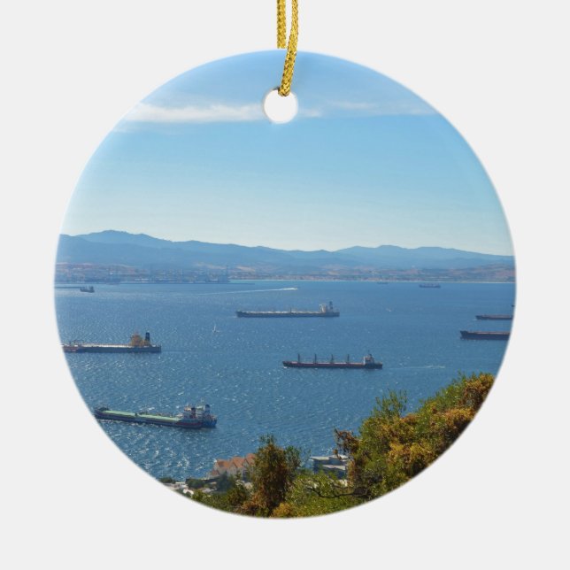 Ornement Rond En Céramique Le Gibraltar Anchorage d'en haut (Devant)