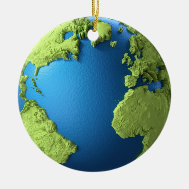 Ornement Rond En Céramique Le globe 3d rendent d'isolement sur l'arrière - (Devant)