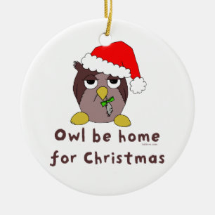 Ornement Rond En Céramique Le hibou soit maison