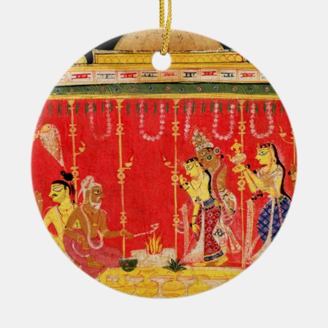 Ornement Rond En Céramique Le mariage des parents de Krishna, d'une (Devant)