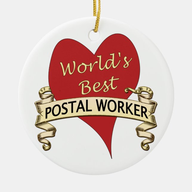 Ornement Rond En Céramique Le meilleur travailleur postal du monde (Devant)