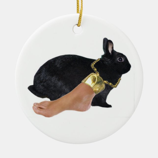 Ornement Rond En Céramique Le pied humain chanceux du lapin (Devant)