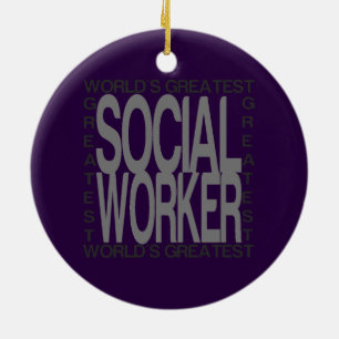 Ornement Rond En Céramique Le plus grand assistant social des mondes