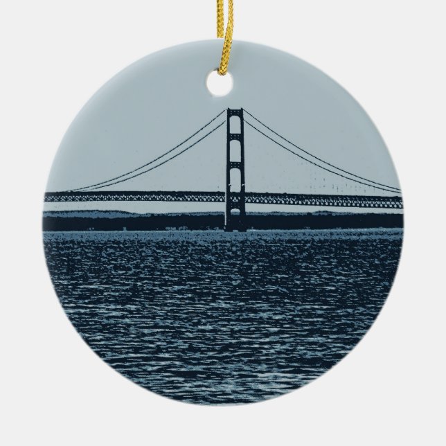 Ornement Rond En Céramique Le pont Mackinac (Devant)