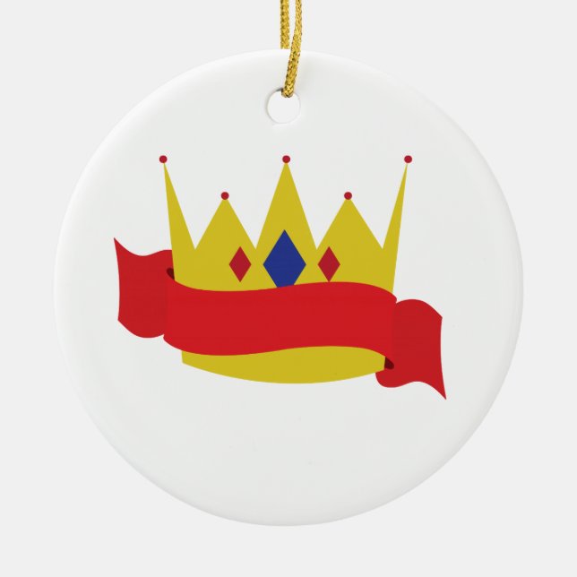 Ornement Rond En Céramique Le Roi Crown Ribbon (Devant)