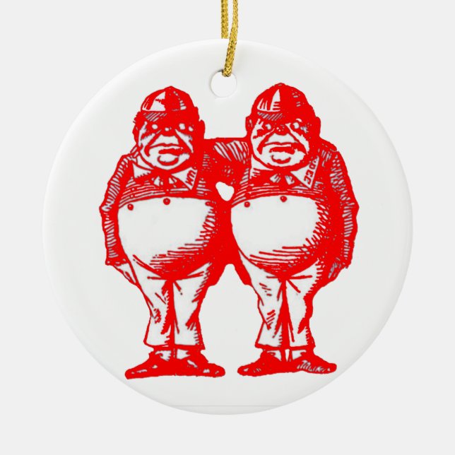 Ornement Rond En Céramique Le rouge Tweedle Dee et Tweedle Dum (Devant)