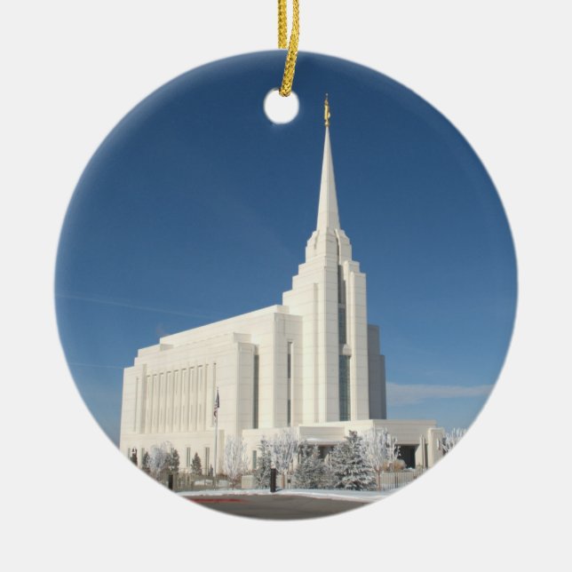 Ornement Rond En Céramique Le temple de Rexburg LDS (Devant)