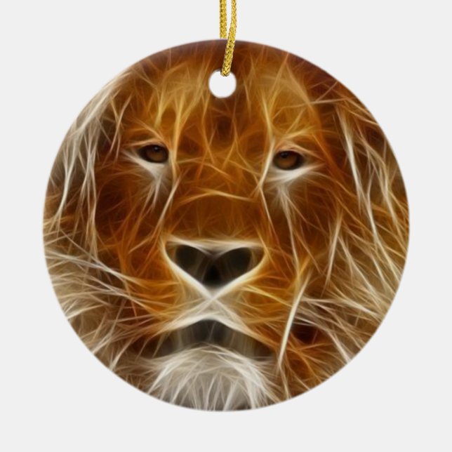Ornement Rond En Céramique Leo l'ornement du lion bravé (Devant)