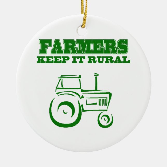Ornement Rond En Céramique Les Agriculteurs Le Maintiennent Rural (Devant)