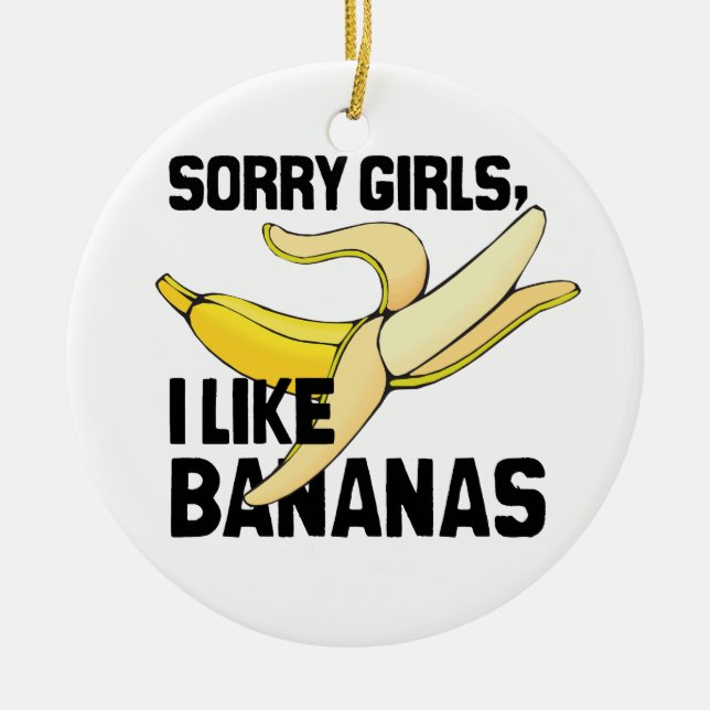 ORNEMENT ROND EN CÉRAMIQUE LES FILLES DÉSOLÉES J'AIME LES BANANES - .PNG (Devant)