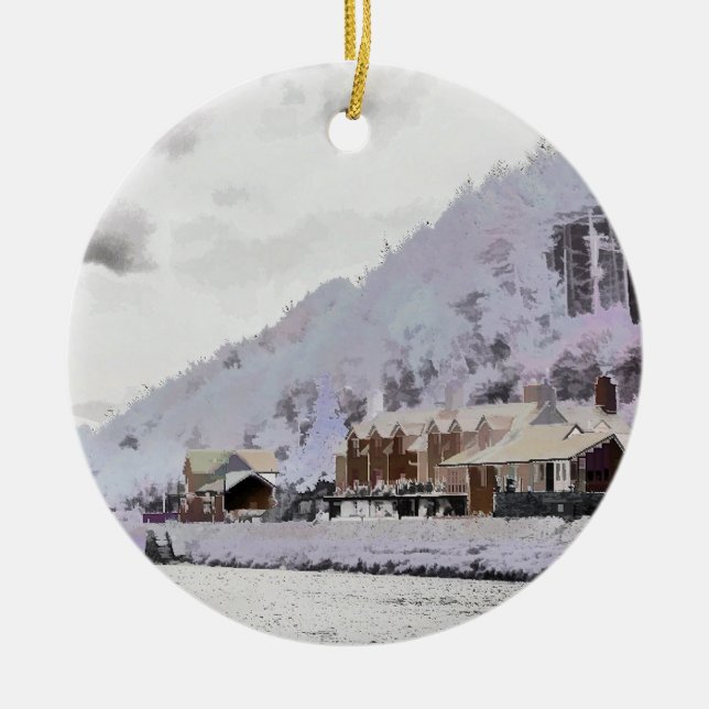 ORNEMENT ROND EN CÉRAMIQUE L'HIVER AUX ALLES (Devant)