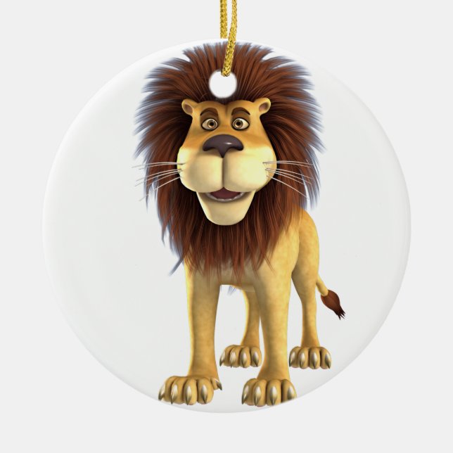 Ornement Rond En Céramique Lion caricature (Devant)