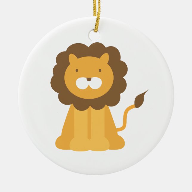 Ornement Rond En Céramique Lion caricature (Devant)