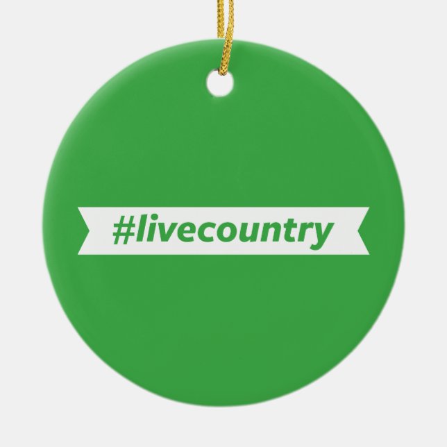 Ornement Rond En Céramique #LiveCountry (Devant)