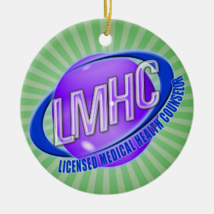 ORNEMENT ROND EN CÉRAMIQUE LMHC SWOOSH CONSEILLER EN SANTÉ MÉDICALE LICENCIÉ