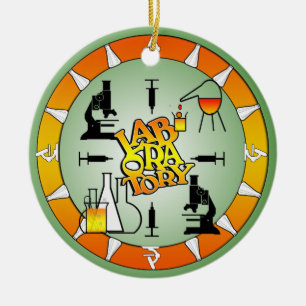 ORNEMENT ROND EN CÉRAMIQUE LOGO CARRÉ DU LABORATOIRE 4