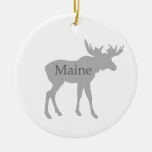 Ornement Rond En Céramique Logo du Maine Etats-Unis (orignaux)