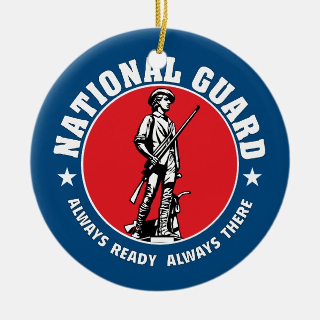 Ornement Rond En Céramique Logo historique de garde nationale d'armée (Devant)