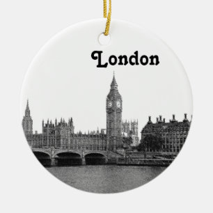 Ornement Rond En Céramique Londres Angleterre Royaume-Uni Skyline Etché