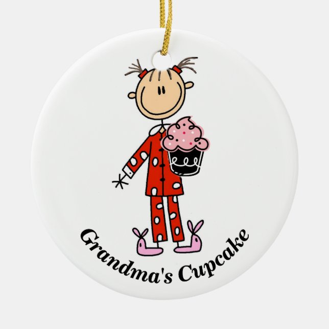 Ornement Rond En Céramique L'ornement Cupcake de grand-mère personnalisable (Devant)