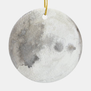 Ornement Rond En Céramique L'ornement d'aquarelle de planète de lune