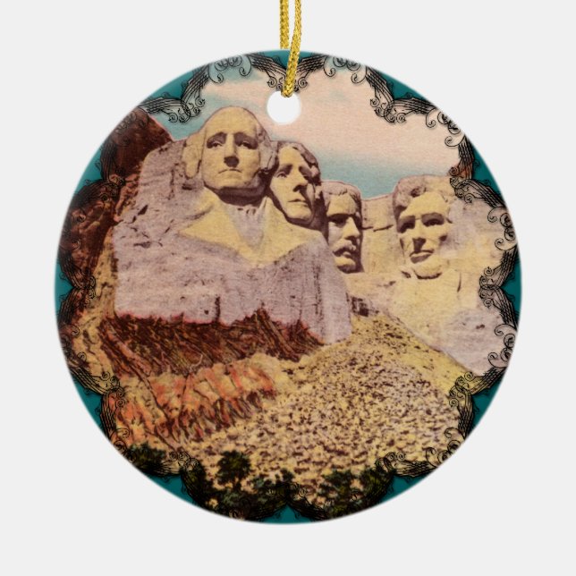 Ornement Rond En Céramique L'ornement du Mont Rushmore (Devant)