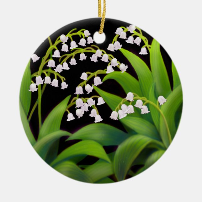 Ornement Rond En Céramique L'ornement floral du muguet (Devant)