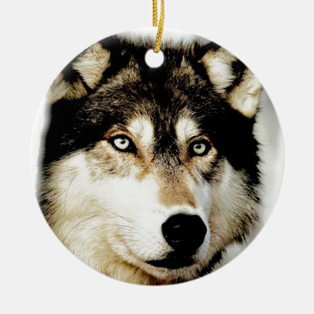 Ornement Rond En Céramique Loup motivationnel unique (Devant)
