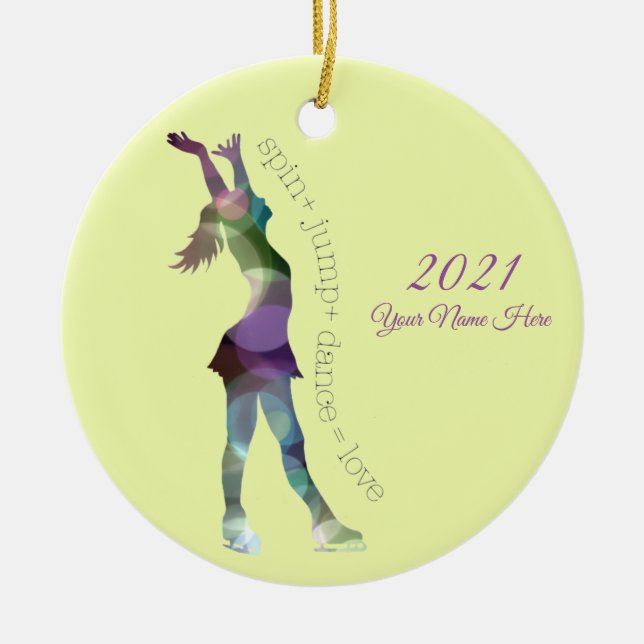 Ornement Rond En Céramique Love Figure Skating Ornament (Devant)