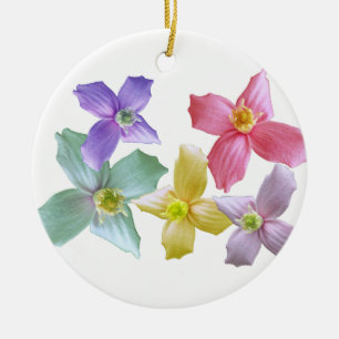Ornement Rond En Céramique Lovely colorful pink, bleu, purple, yellow flowers