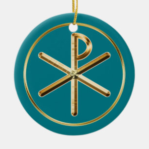 Ornement Rond En Céramique Lueur de Chi-Rho