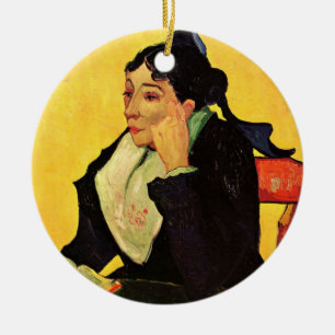 Ornement Rond En Céramique Madame Ginoux avec des livres de Vincent van Gogh
