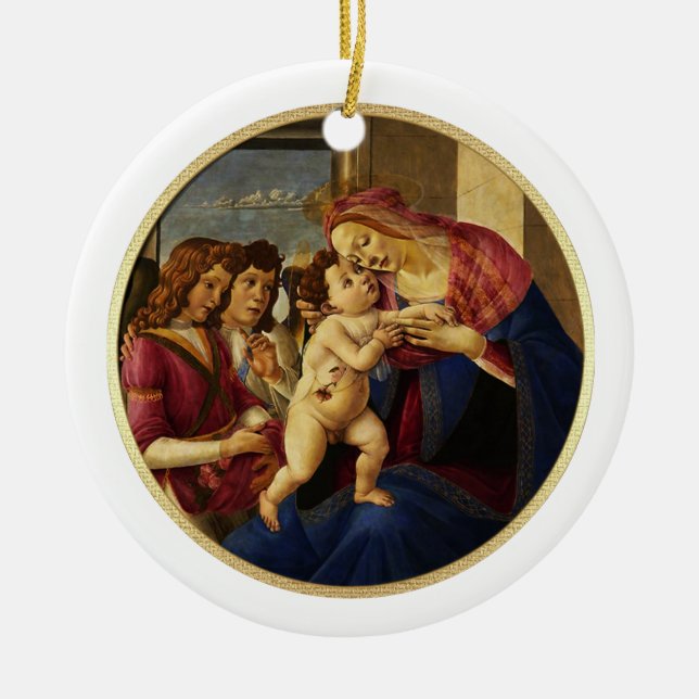 Ornement Rond En Céramique Madonna de Botticelli. Cadeau de Noël (Devant)