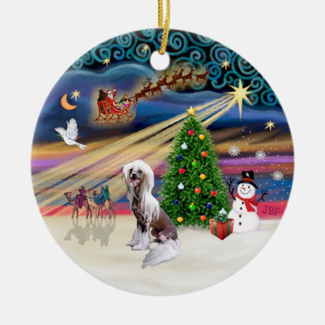Ornement Rond En Céramique Magie de Noël - Cris chinois (Devant)