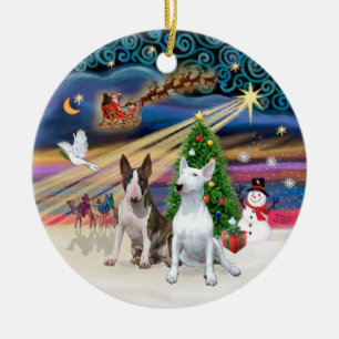 Ornement Rond En Céramique Magie de Noël - Moteurs de taureaux (deux)