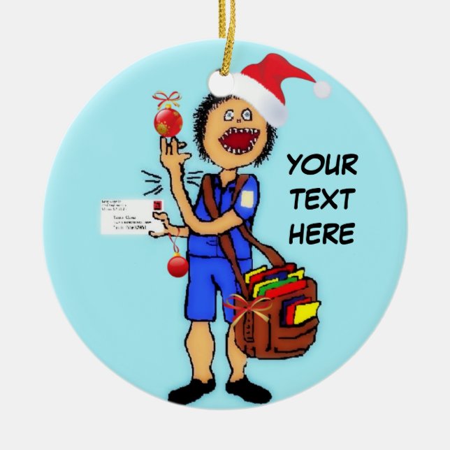 Ornement Rond En Céramique Mailman de Noël (Devant)