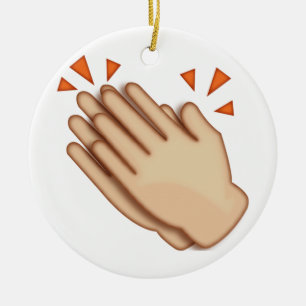 Ornement Rond En Céramique Mains applaudissantes - Emoji