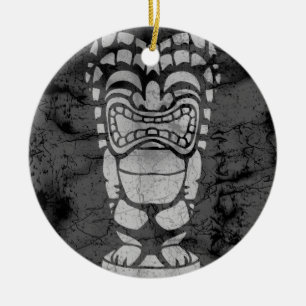 Ornement Rond En Céramique Makapuu Beach Hawaiian riant Tiki Batik