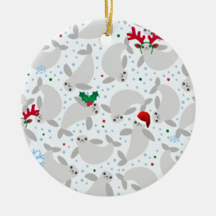 Ornement Rond En Céramique manat de noël