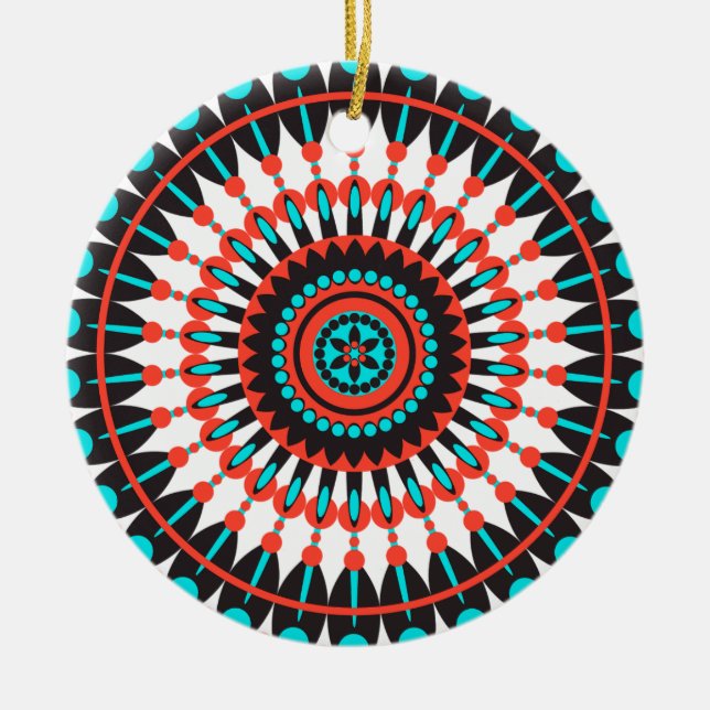 Ornement Rond En Céramique Mandala amérindienne (Devant)