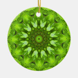 Ornement Rond En Céramique Mandala feuille
