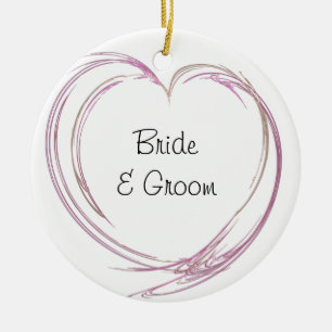 Ornement Rond En Céramique Mariage Abstrait rose