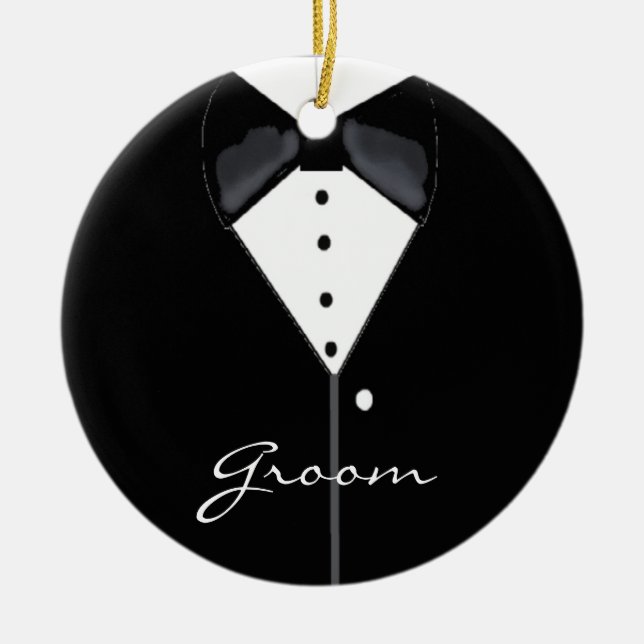 Ornement Rond En Céramique Mariage de chambre Tuxedo (Devant)