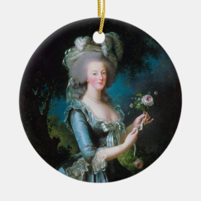 Ornement Rond En Céramique Marie-Antoinette avec le rose par Elisabeth Lebrun (Devant)