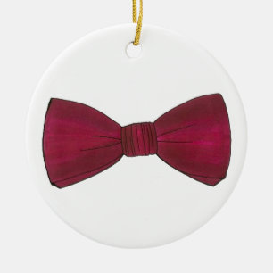 Ornement Rond En Céramique Maroon Bow Cravate Bachelor Party Groom Mariage Pr