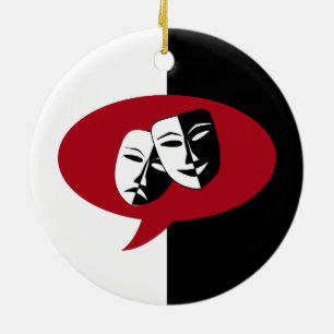Ornement Rond En Céramique Masques de comédie et de tragédie